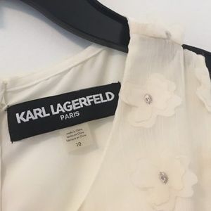 Karl Lagerfeld Paris Floral Shift Dress 10 Ivory